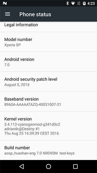 ОС Android 7.0 Nougat запущена на Sony Xperia SP
