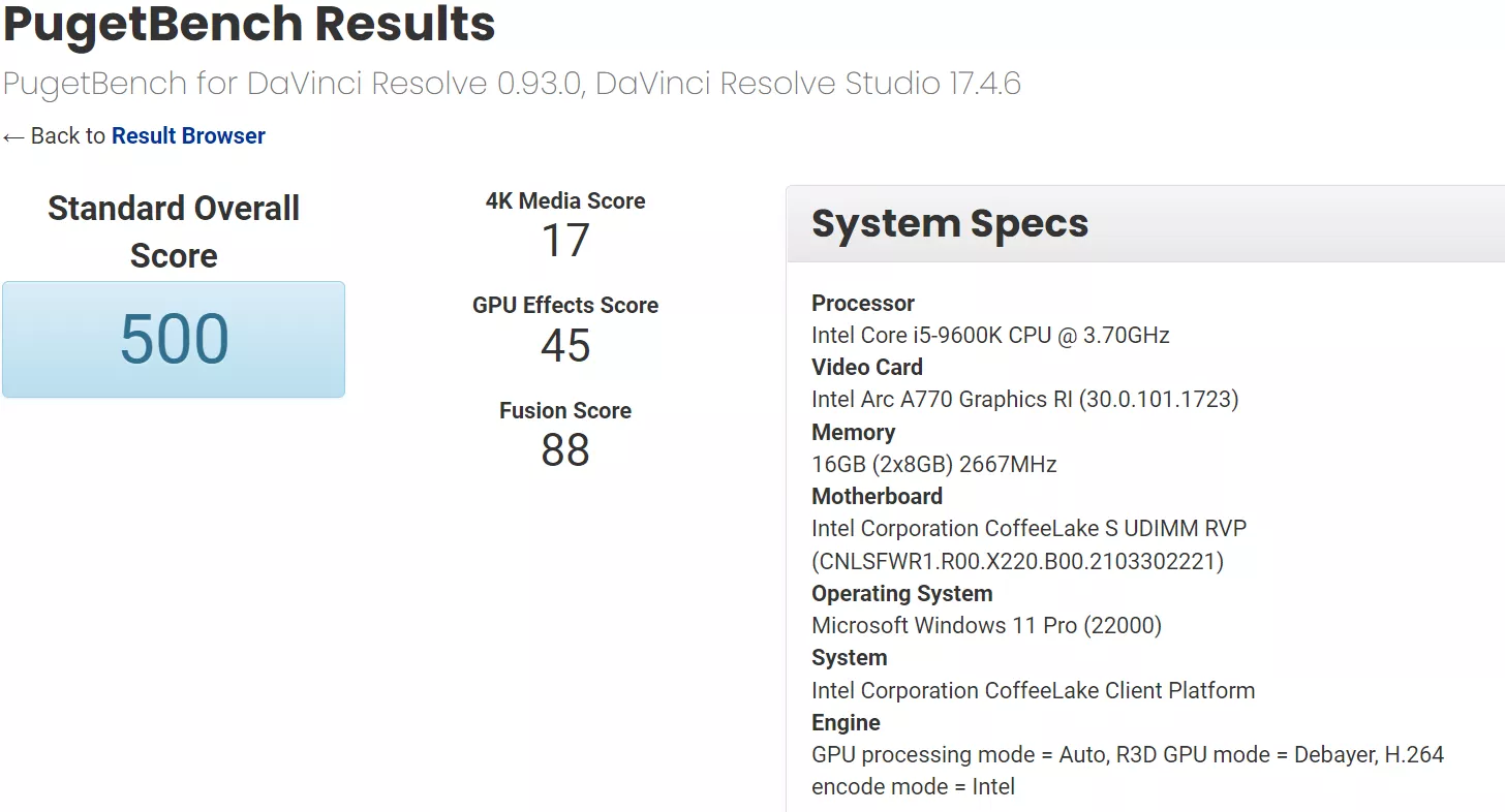 Видеокарта Intel Arc Alchemist A770 попала в бенчмарки Puget и Geekbench